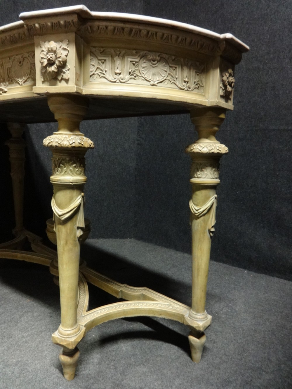 Superb English Regency Gesso and Painted Zinc  Planter Console Table View X
