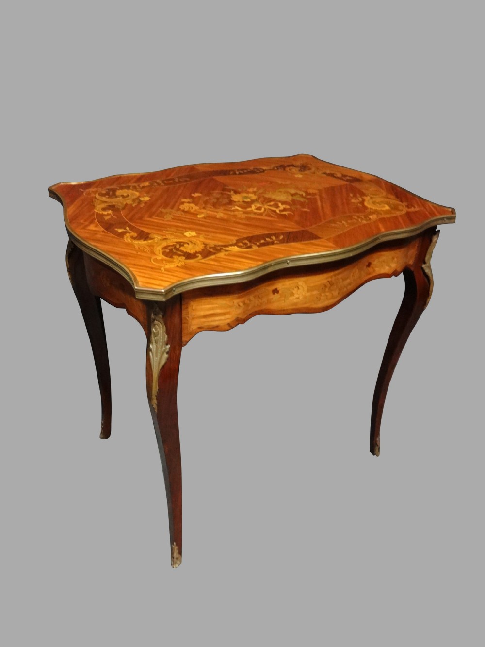 A Very Good Serpentine Marquetry Side Table 