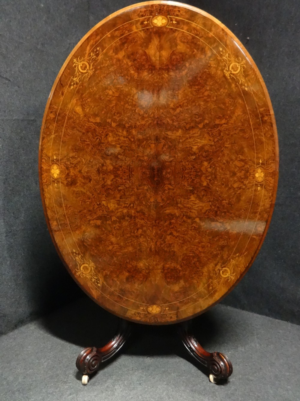 Top Quality Burr Walnut Loo Table View VI