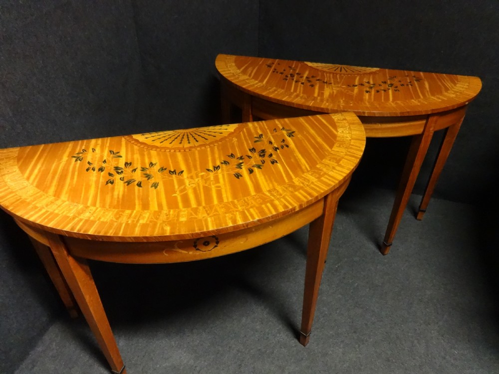 Pair Satinwood Inlaid Console Tables View III