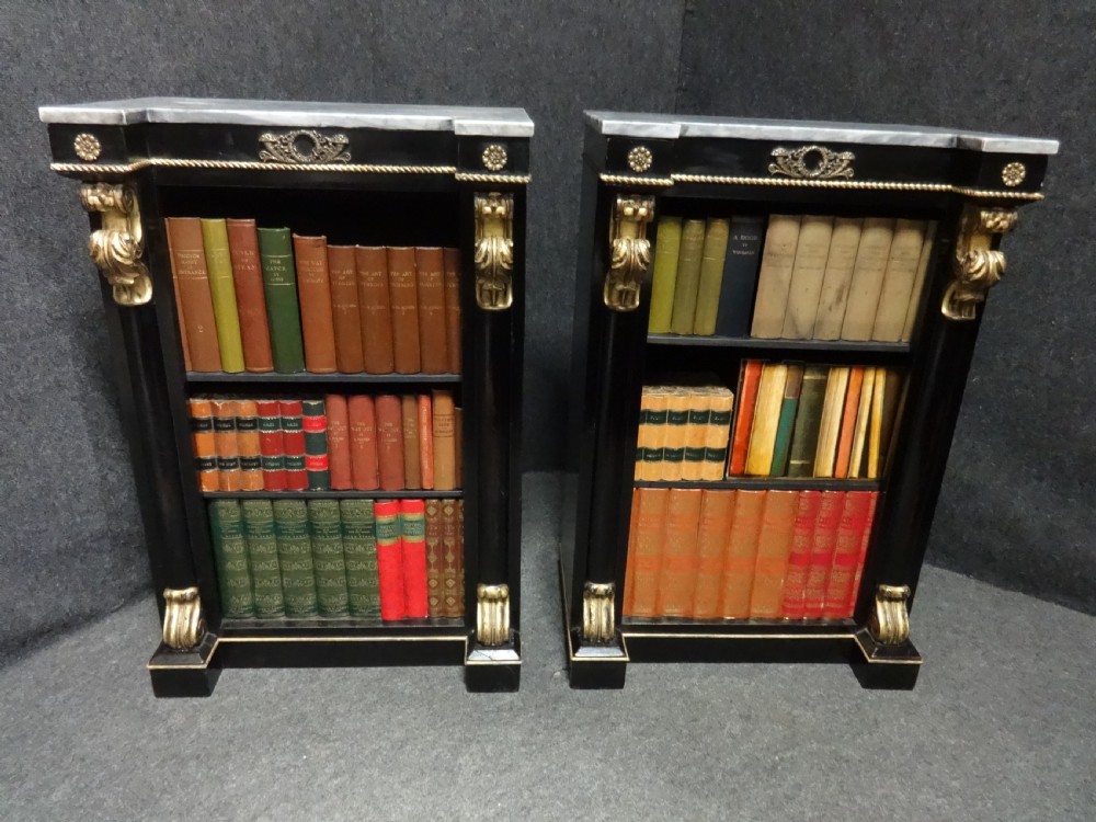 Pair Empire Period Dwarf Bookcases View III