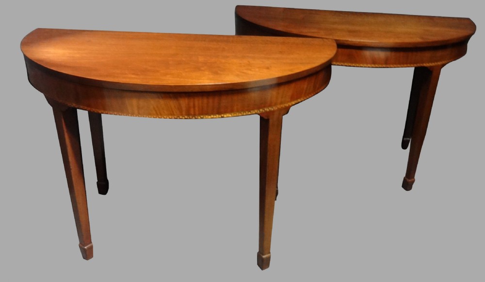 Pair Regency Half Moon Mahogany Console Tables