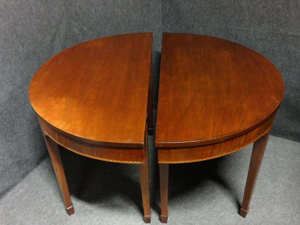 Pair Regency Half Moon Mahogany Console Tables View III