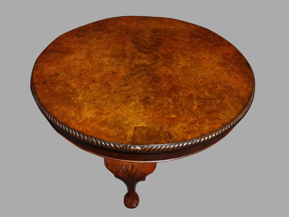 A Very Good Large Round Burr Walnut Coffee Table