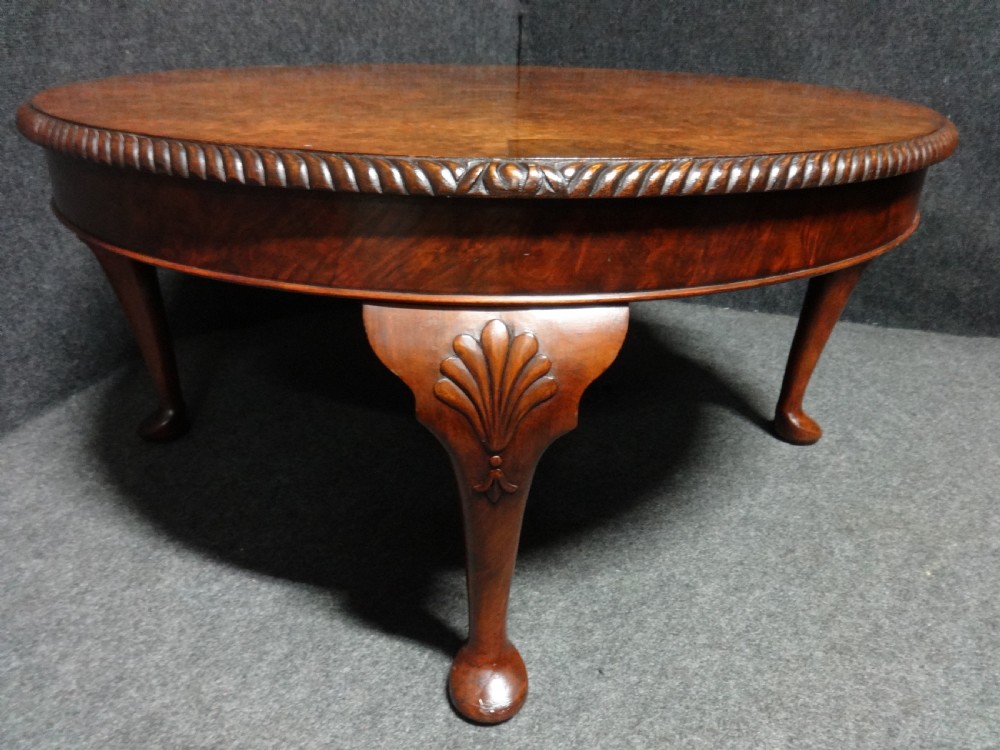 A Very Good Large Round Burr Walnut Coffee Table View III