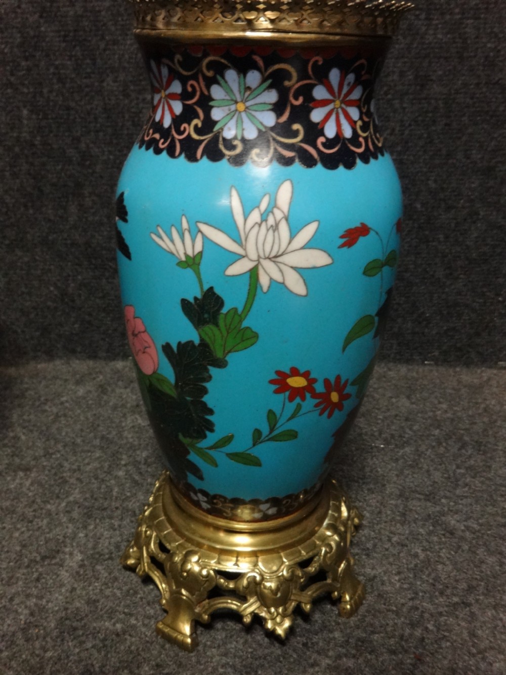 Pair Victorian Cloisonne Oil Lamps View VIII