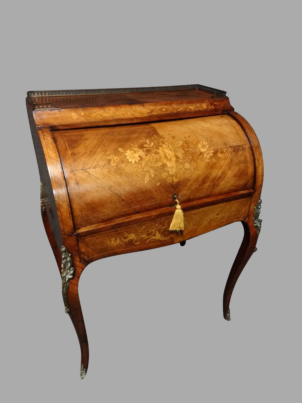 Very Good Marquetry and Rosewood Bureau De Dame