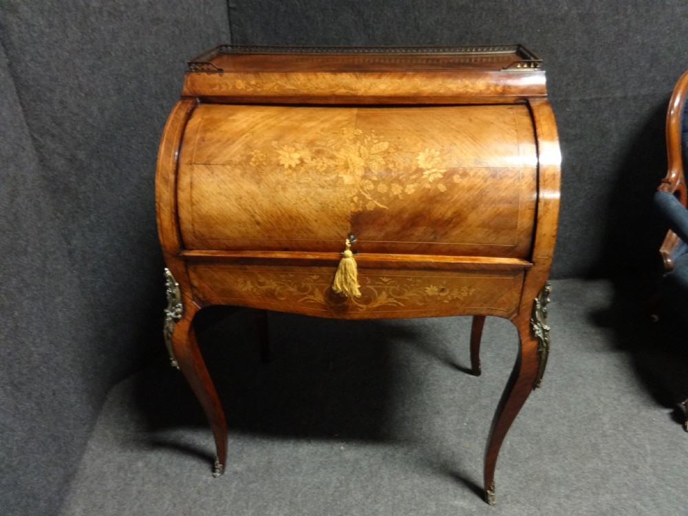 Very Good Marquetry and Rosewood Bureau De Dame View X