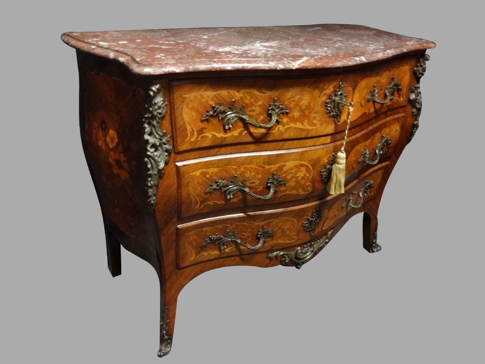 Outstanding Kingwood Marquetry Commode Chest of Drawers