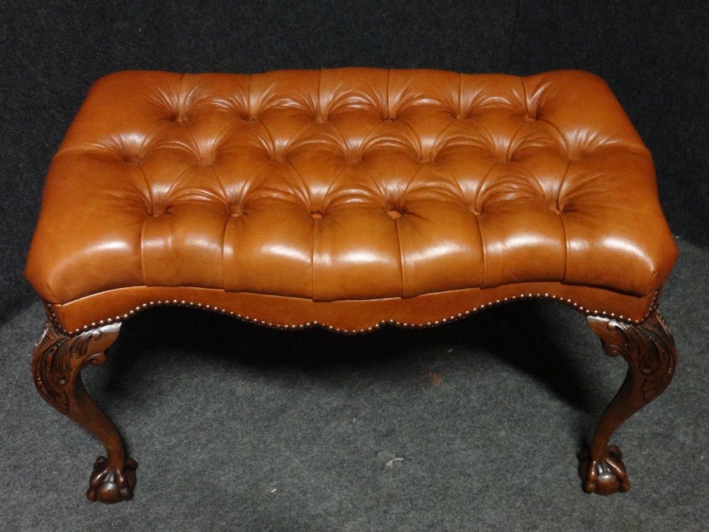 Superb Walnut Duet Stool in Leather View II