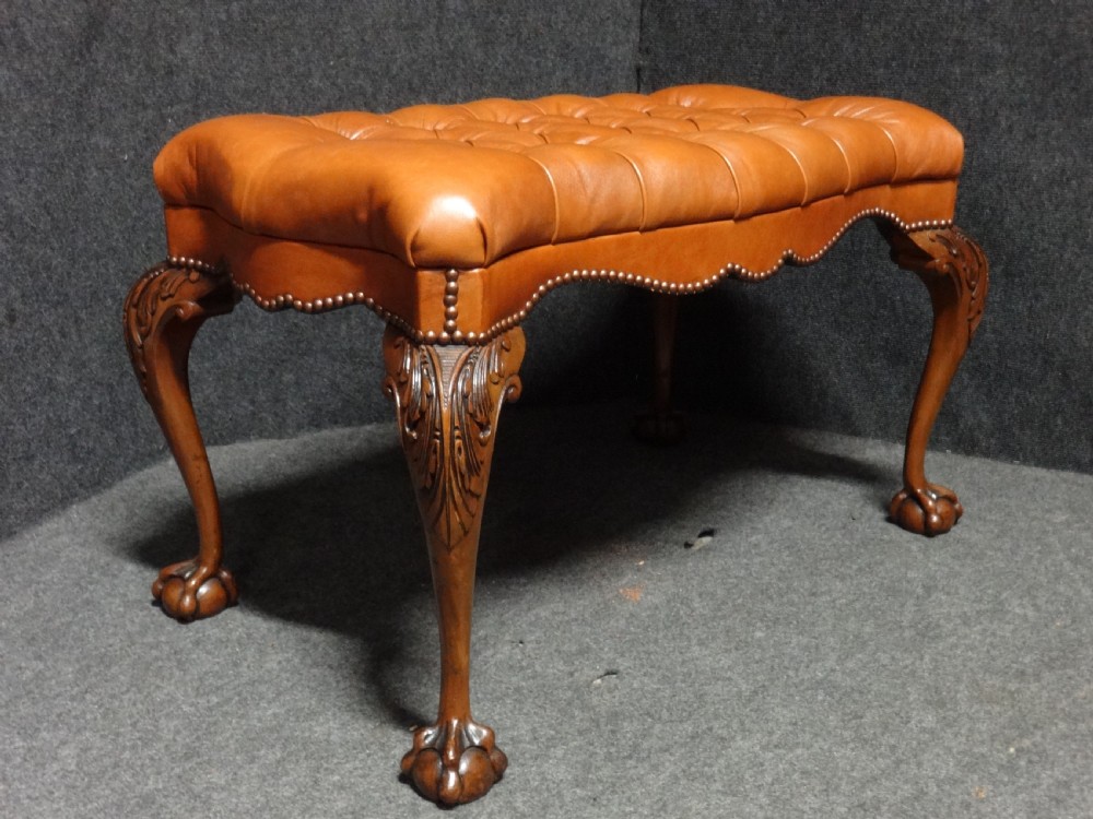 Superb Walnut Duet Stool in Leather View III