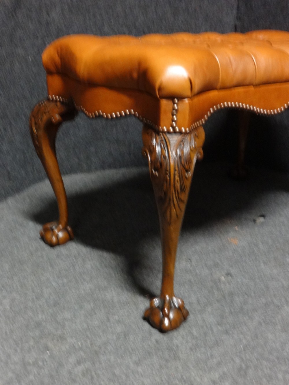 Superb Walnut Duet Stool in Leather View V