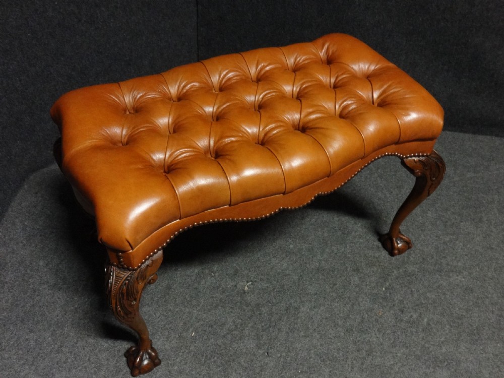 Superb Walnut Duet Stool in Leather View VIII