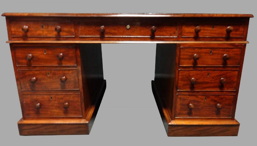 Fabulous Victorian Mahogany Partners Pedestal Desk