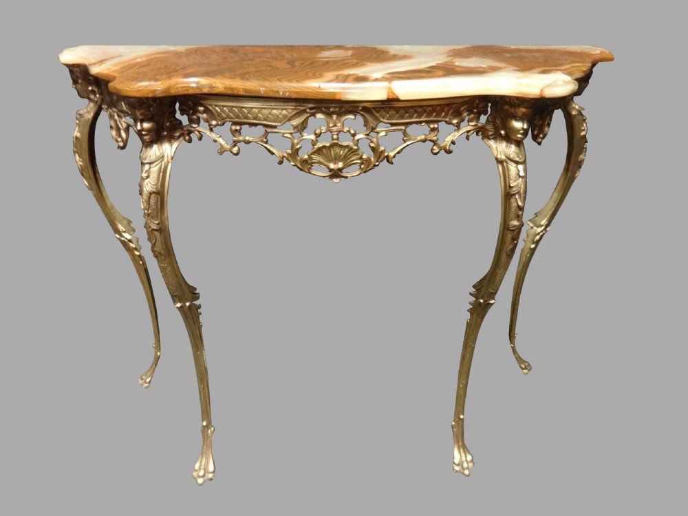 A very good Brass and Onyx Console Table