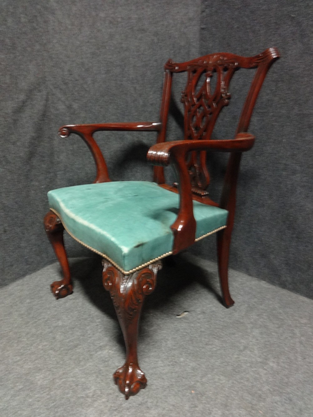 Good Pair Mahogany Chippendale Carver Chairs View V