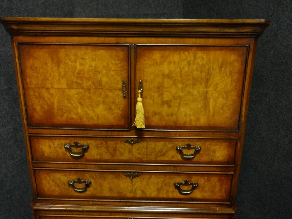 Very Good Burr Walnut Linen Press of Small Proportions View V