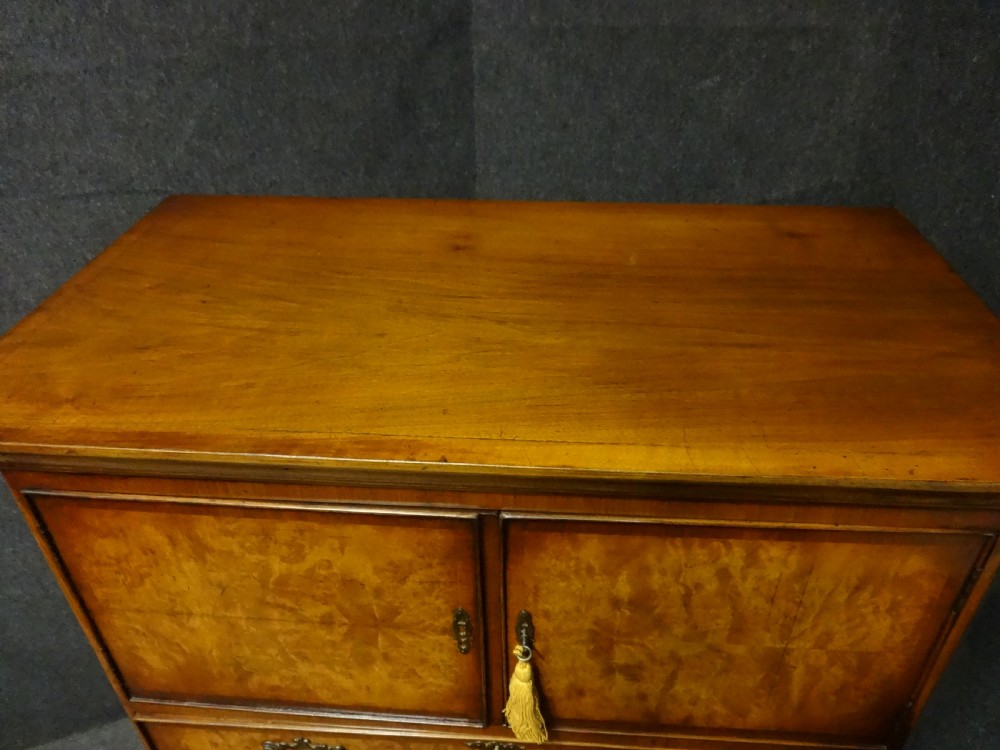 Very Good Burr Walnut Linen Press of Small Proportions View XI