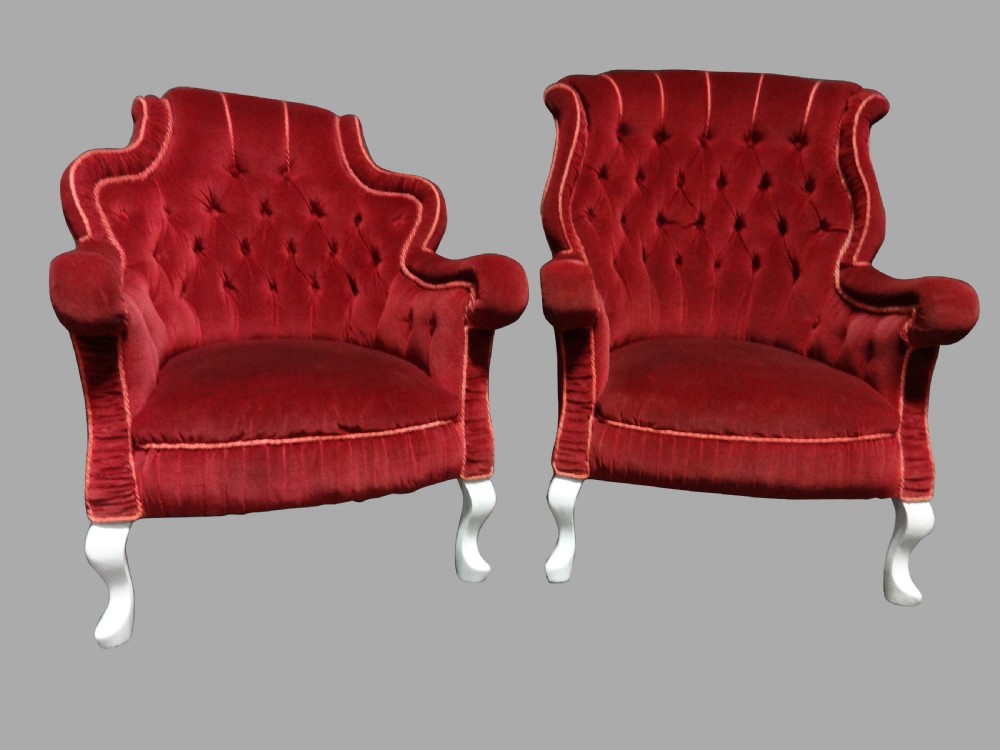 Lovely Pair of Edwardian Ladies and Gentlemans Armchairs