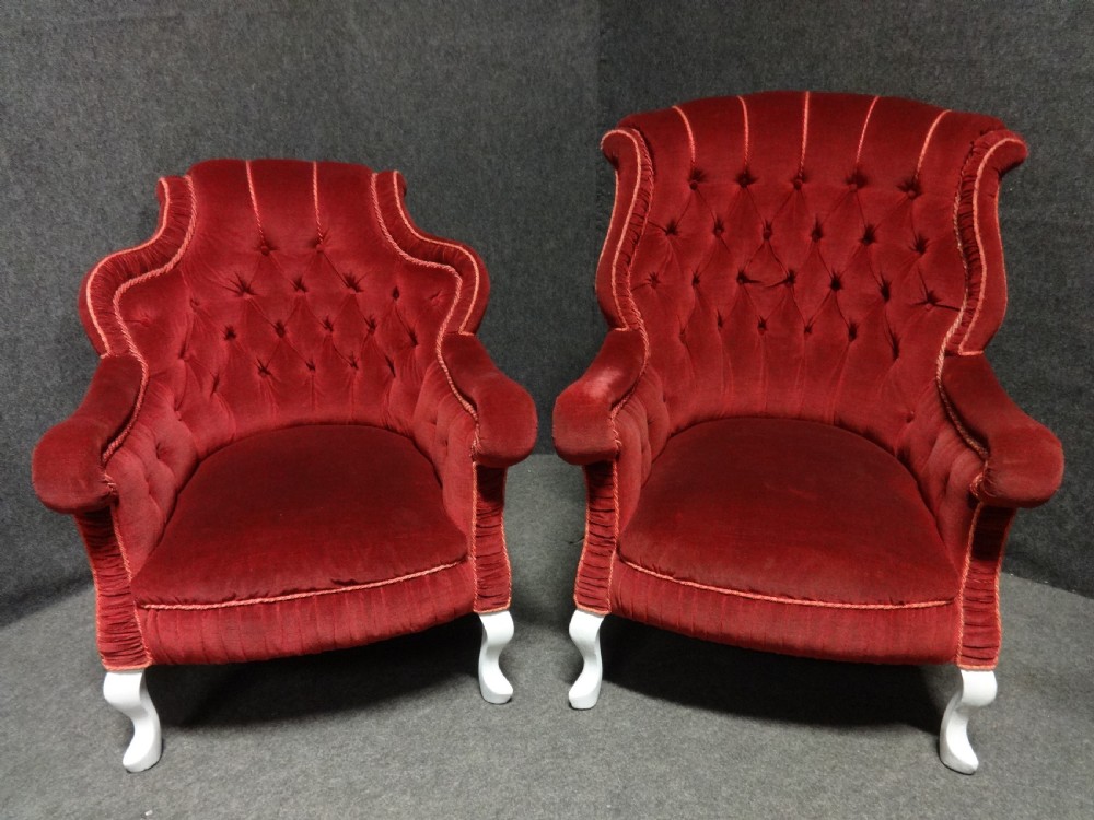 Lovely Pair of Edwardian Ladies and Gentlemans Armchairs View II