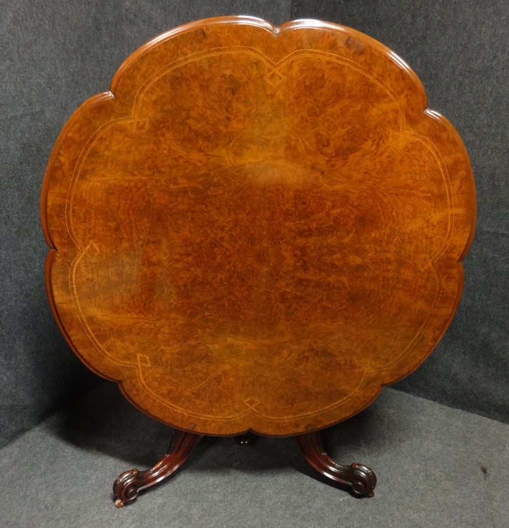Fabulous Victorian Petal Shaped Burr Walnut Dining Table View II