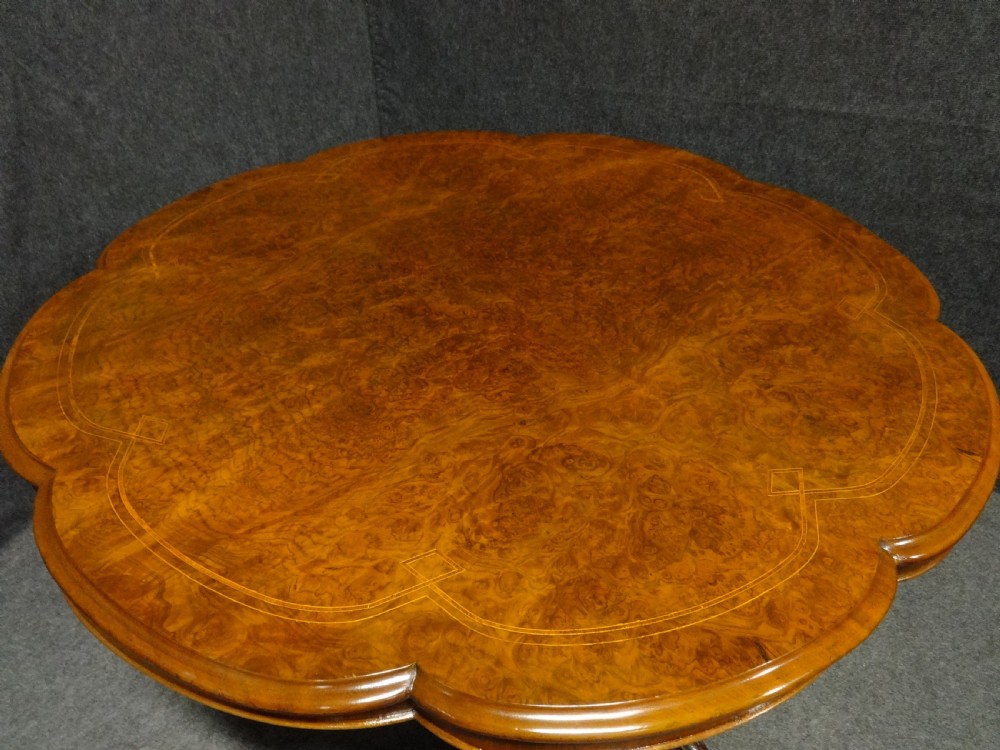 Fabulous Victorian Petal Shaped Burr Walnut Dining Table View XI