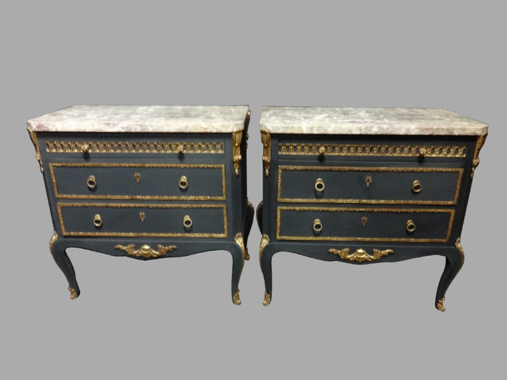 Very Good Pair of French Ormolu Commode Chest of Drawers