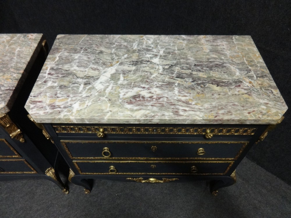 Very Good Pair of French Ormolu Commode Chest of Drawers View II