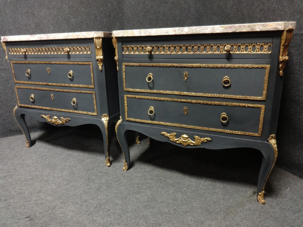 Very Good Pair of French Ormolu Commode Chest of Drawers View IV