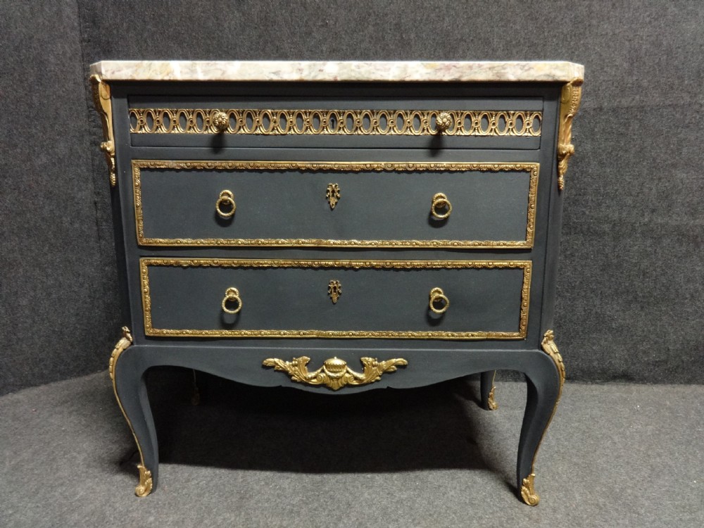 Very Good Pair of French Ormolu Commode Chest of Drawers View IX