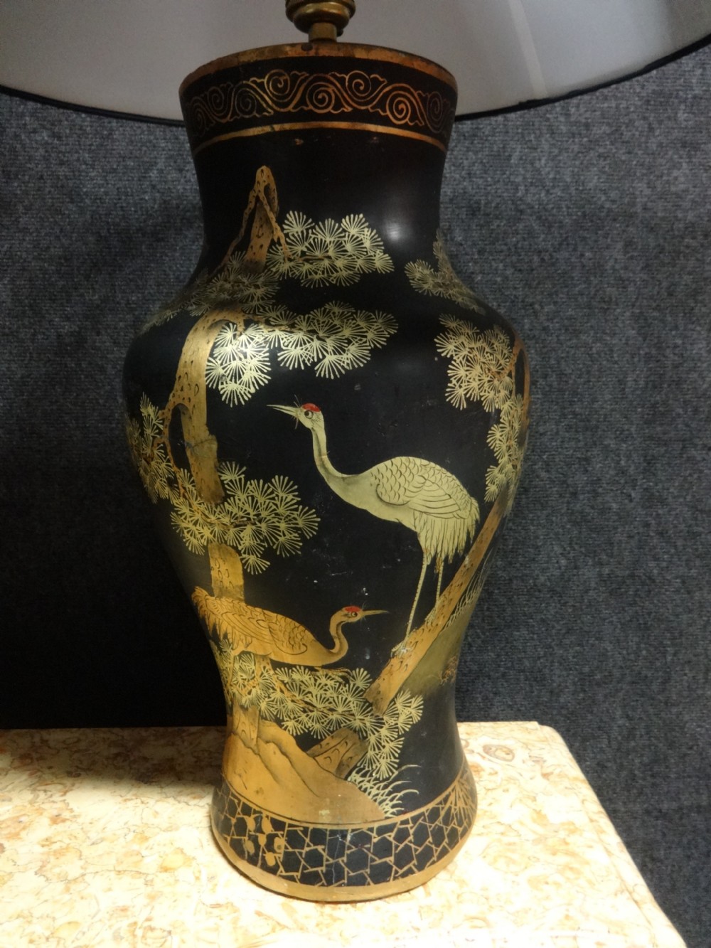 Good Pair Chinoiserie Laquered Table Lamps View II