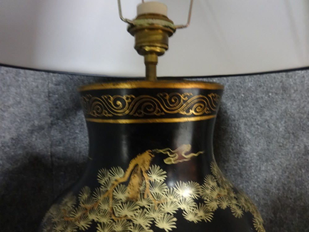 Good Pair Chinoiserie Laquered Table Lamps View IV