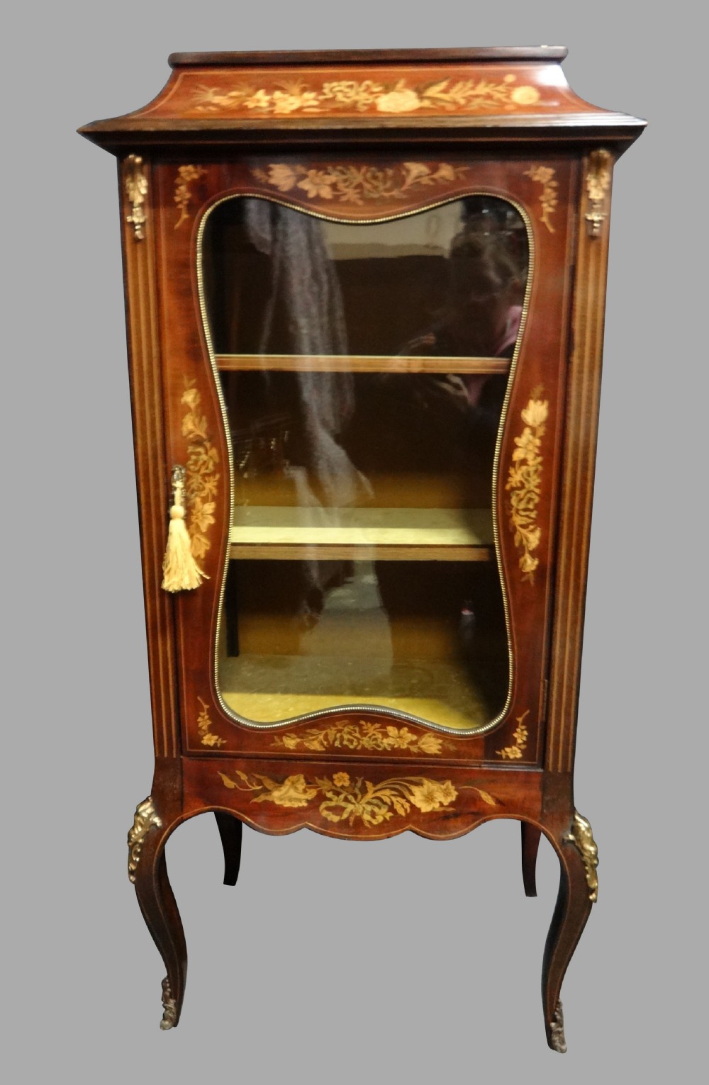Very Good Victorian Marquetry Display Cabinet