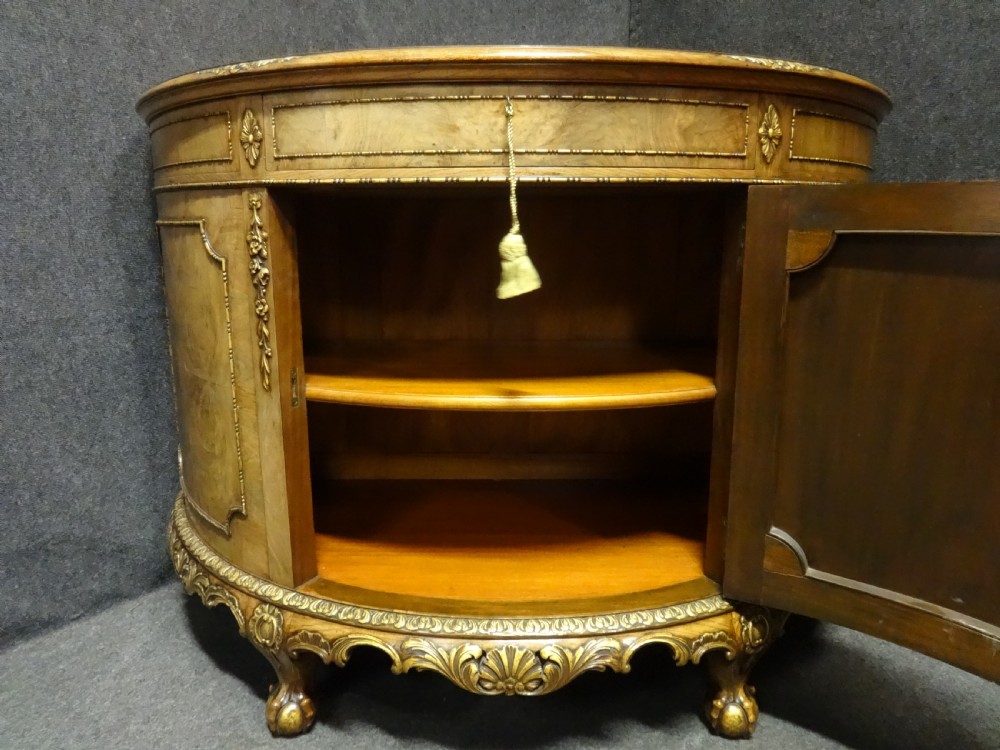 Excellent Burr Walnut Demi Loon Side Cabinet View V