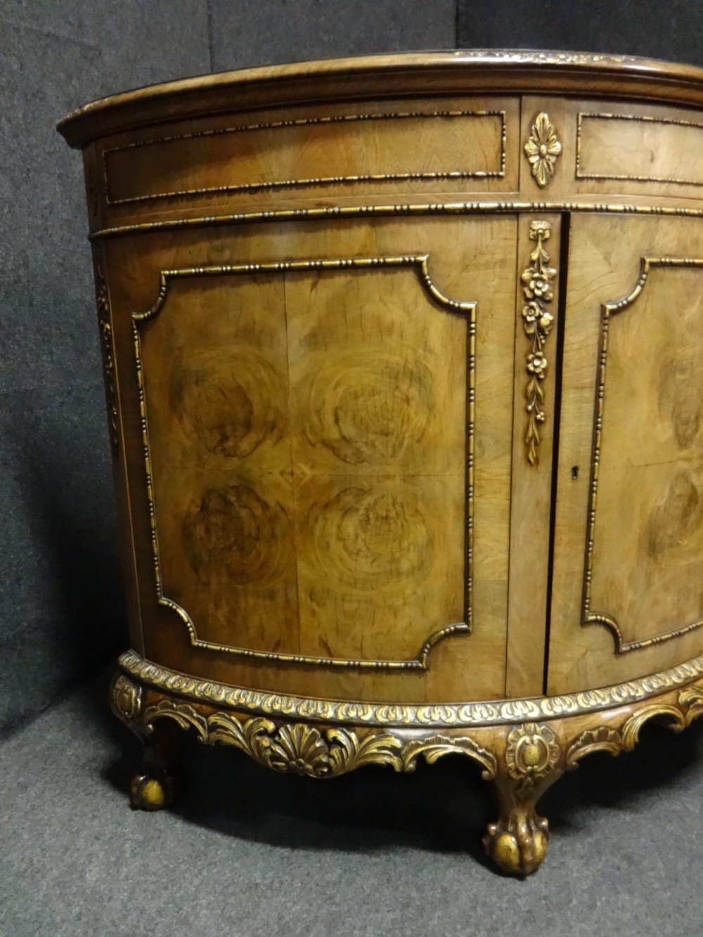 Excellent Burr Walnut Demi Loon Side Cabinet View VI