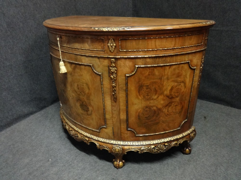 Excellent Burr Walnut Demi Loon Side Cabinet View XI