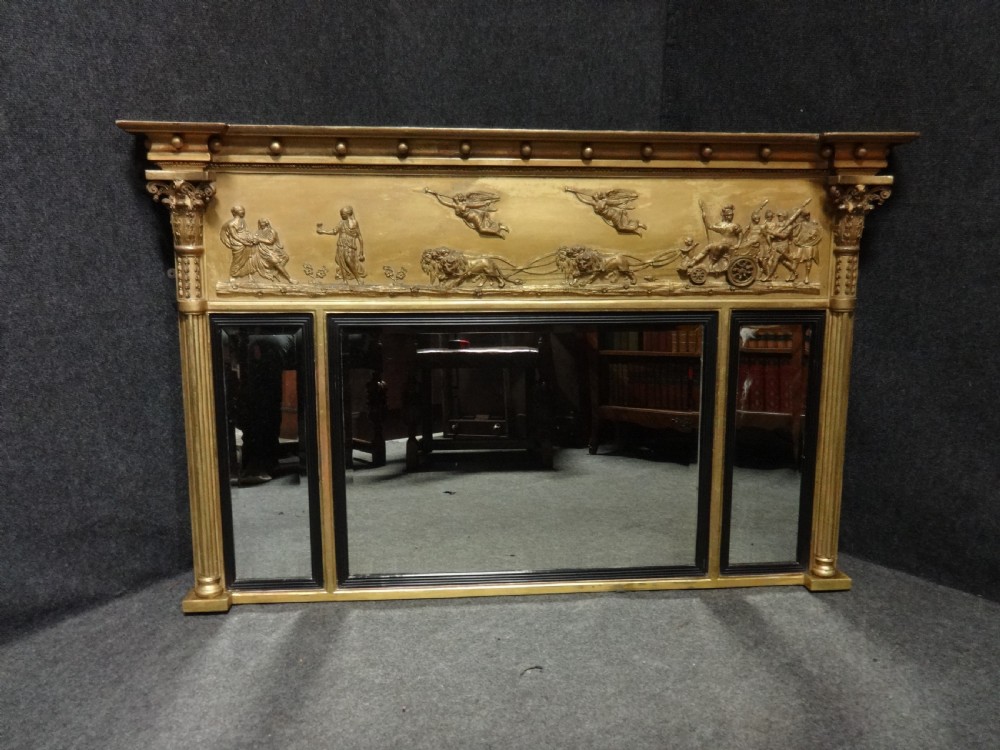 Very Good Regency Triptych Overmantle mirror View II