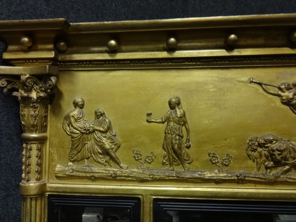 Very Good Regency Triptych Overmantle mirror View VII