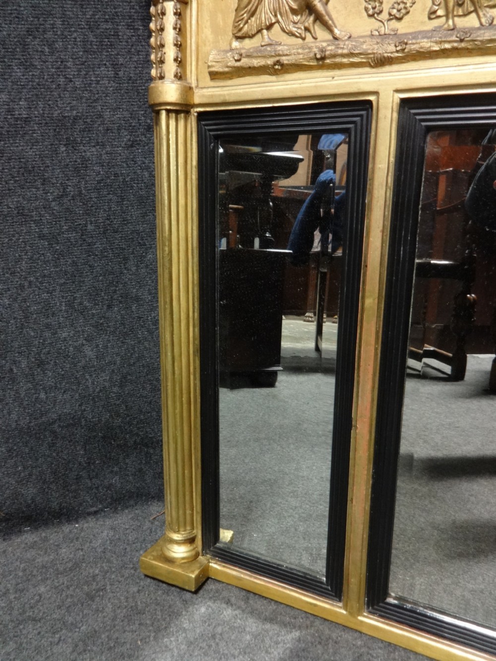 Very Good Regency Triptych Overmantle mirror View X