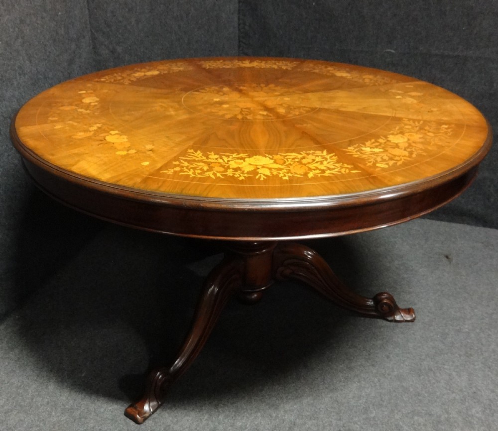 Large Marquetry Inlaid Walnut Dining Table View VI