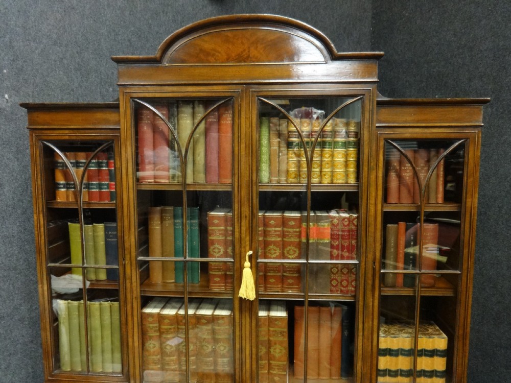 Outstanding Georgian Mahogany Breakfront Inlaid Bookcase View IV