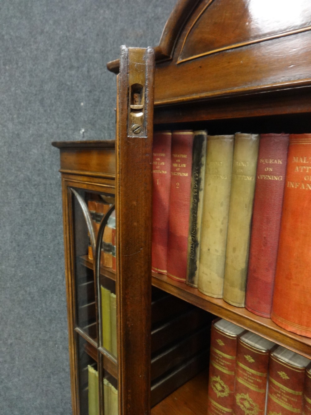 Outstanding Georgian Mahogany Breakfront Inlaid Bookcase View VI