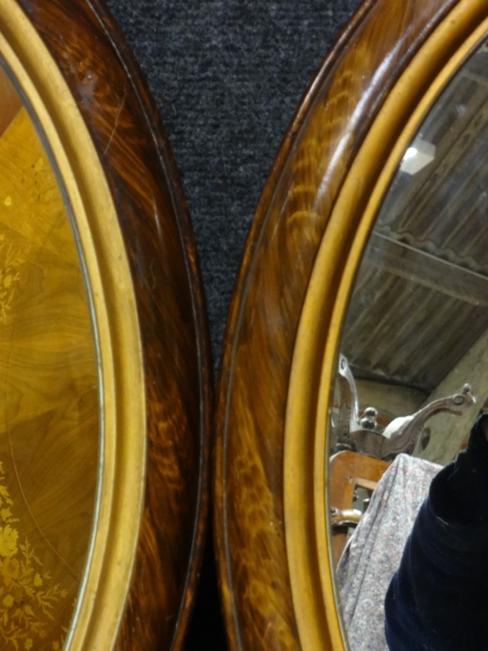 Lovely Pair Parcel Gilt Oval Wall Mirrors View III