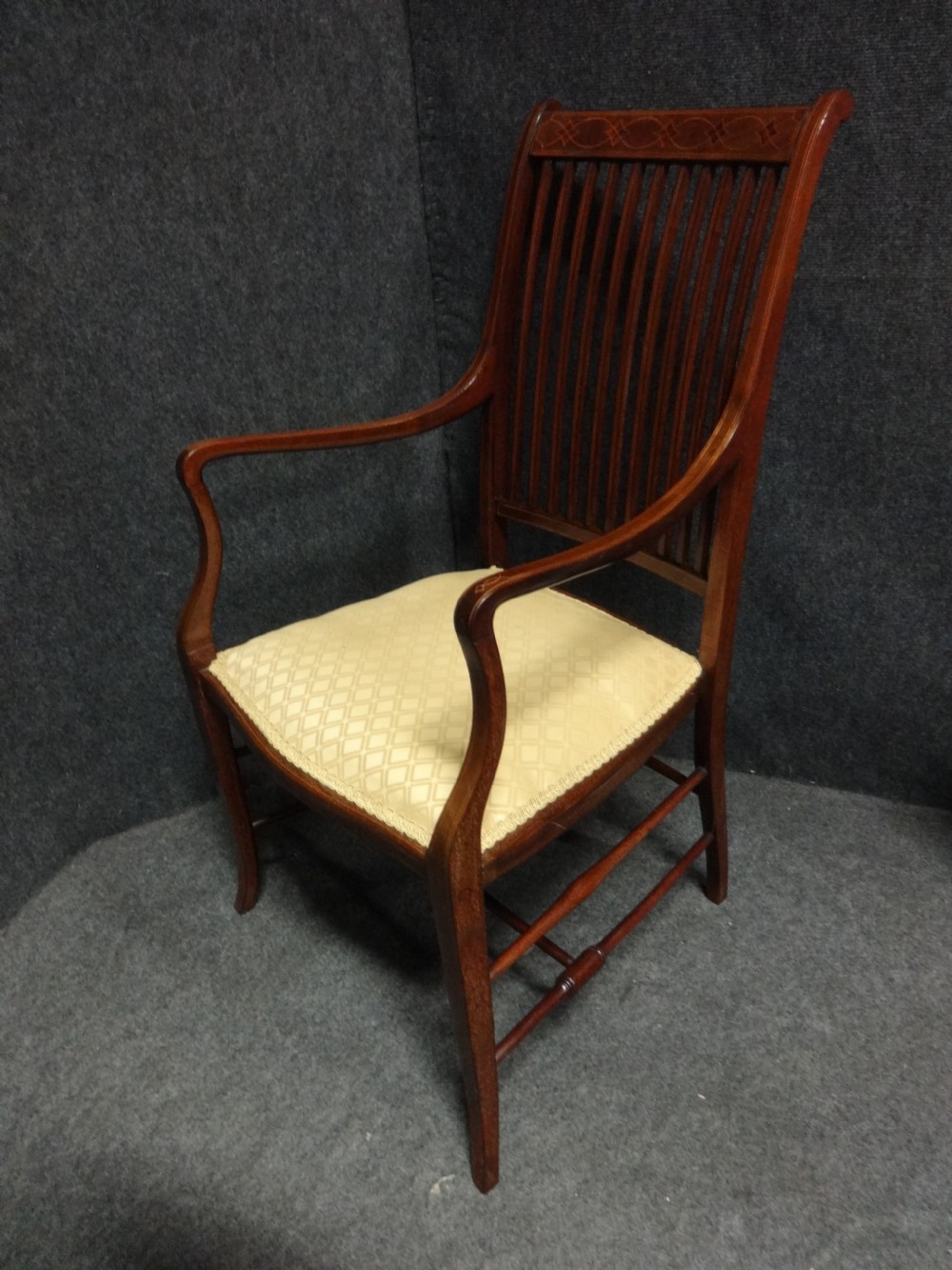 Very Good Edwardian Inlaid Elbow Chair View IV
