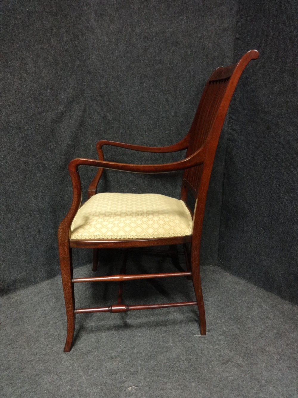Very Good Edwardian Inlaid Elbow Chair View VI