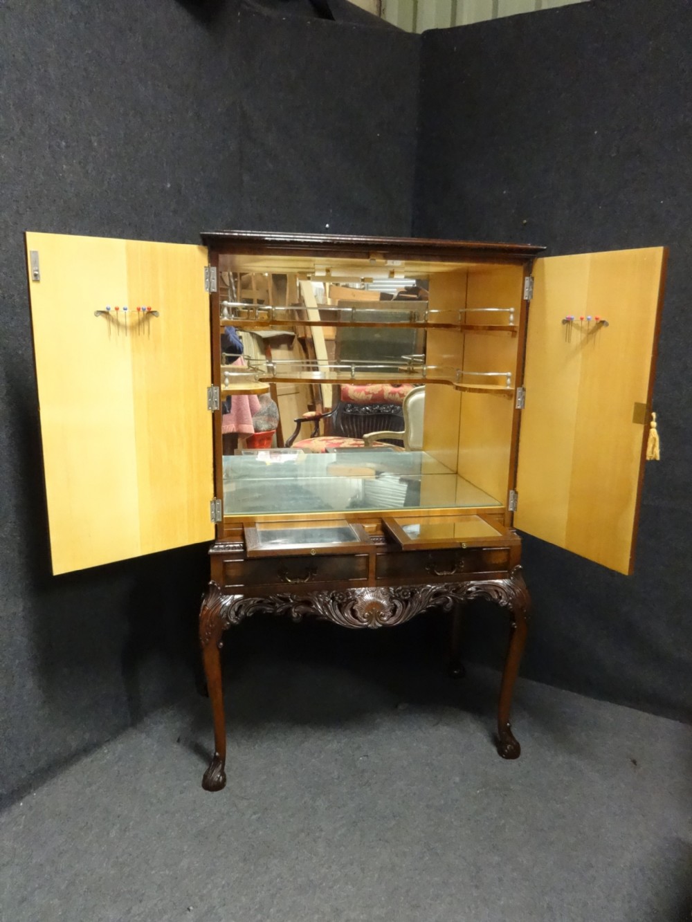 Wonderful Burr Walnut Cocktail Cabinet View II