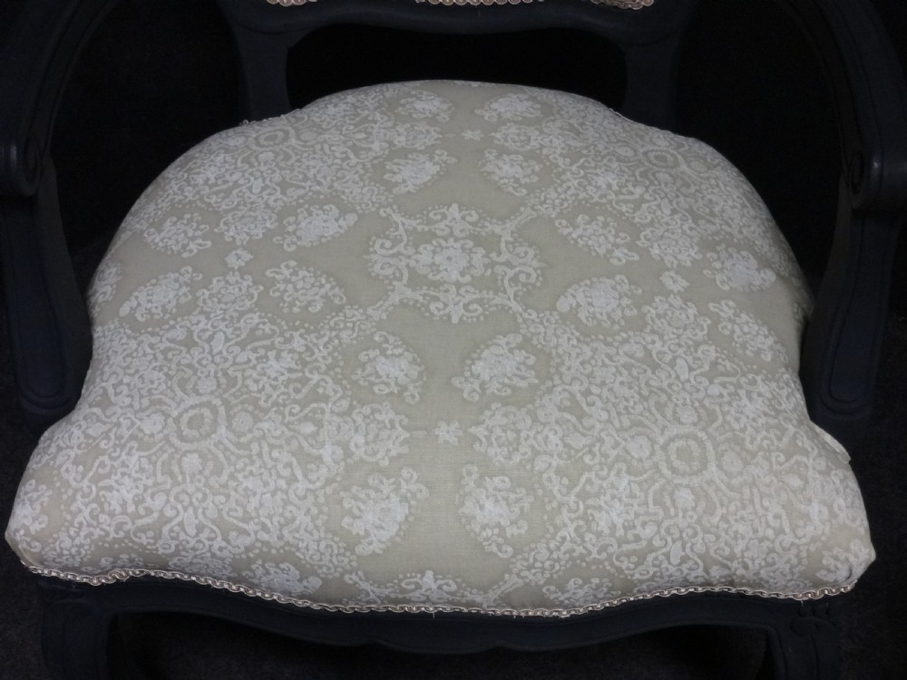 Pair French Painted Elbow Chairs View V