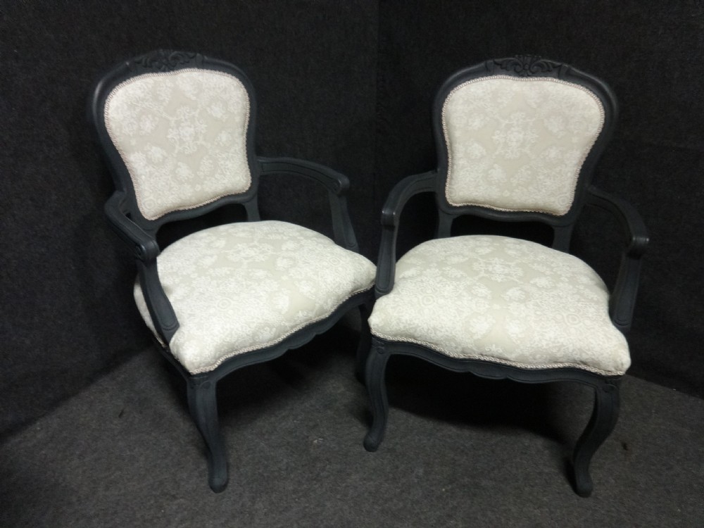 Pair French Painted Elbow Chairs View VI