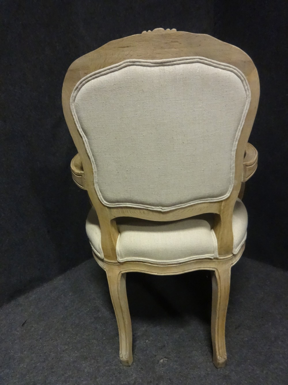 Pair Bleached Oak French Arm Carver Chairs View V
