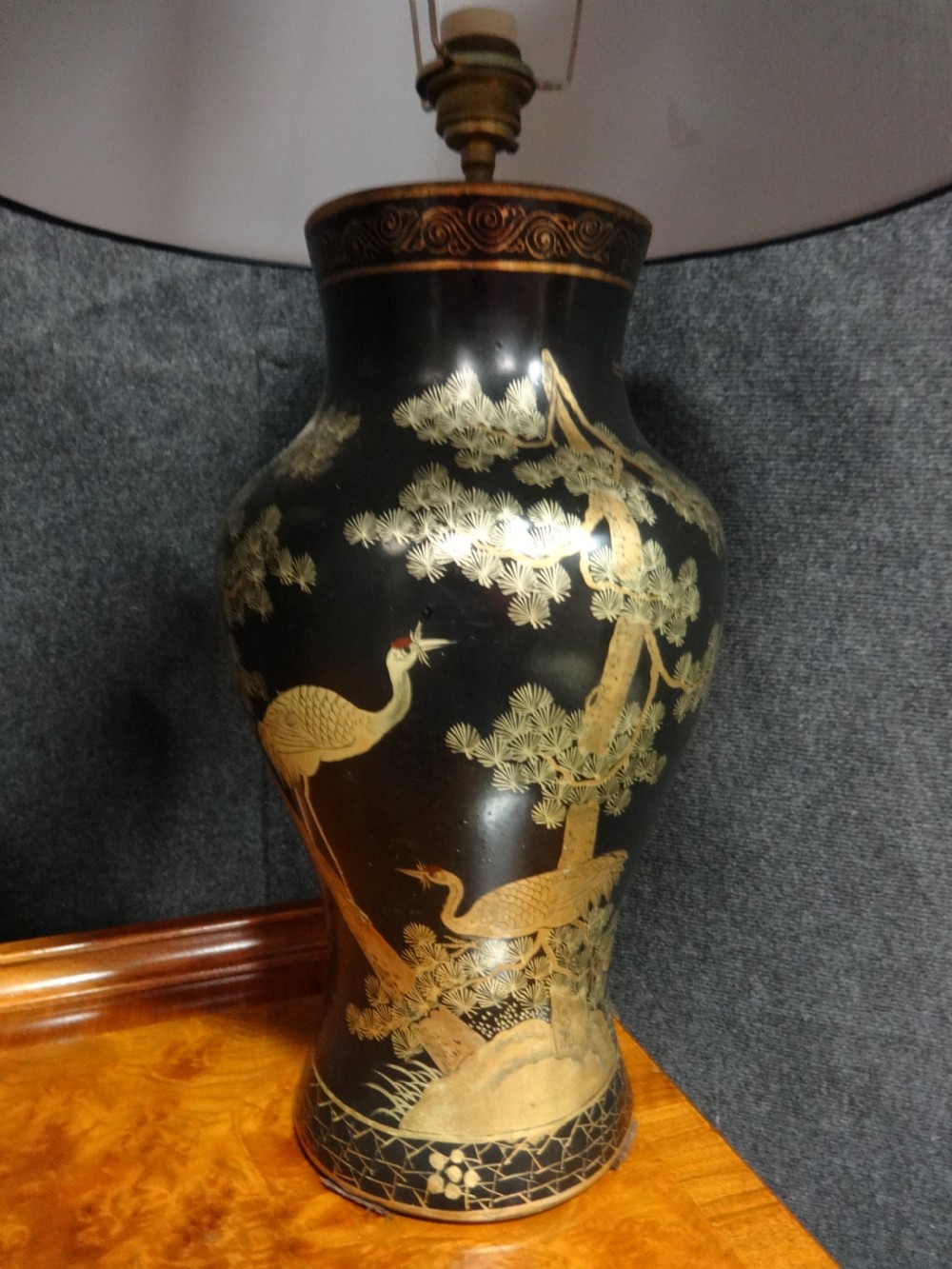 Pair Chinoiserie Laquered Table Lamps View II